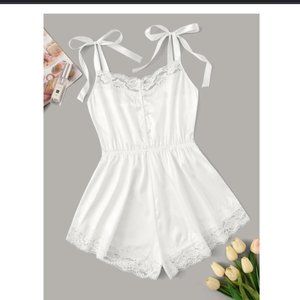 NWOT White Satin Romper